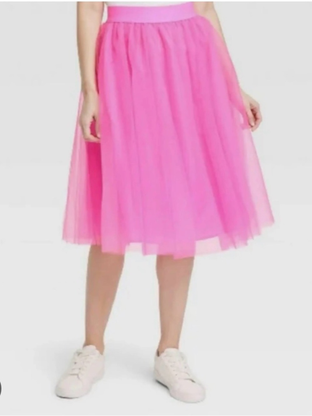 A New Day: Hot Pink Tulle Midi Skirt